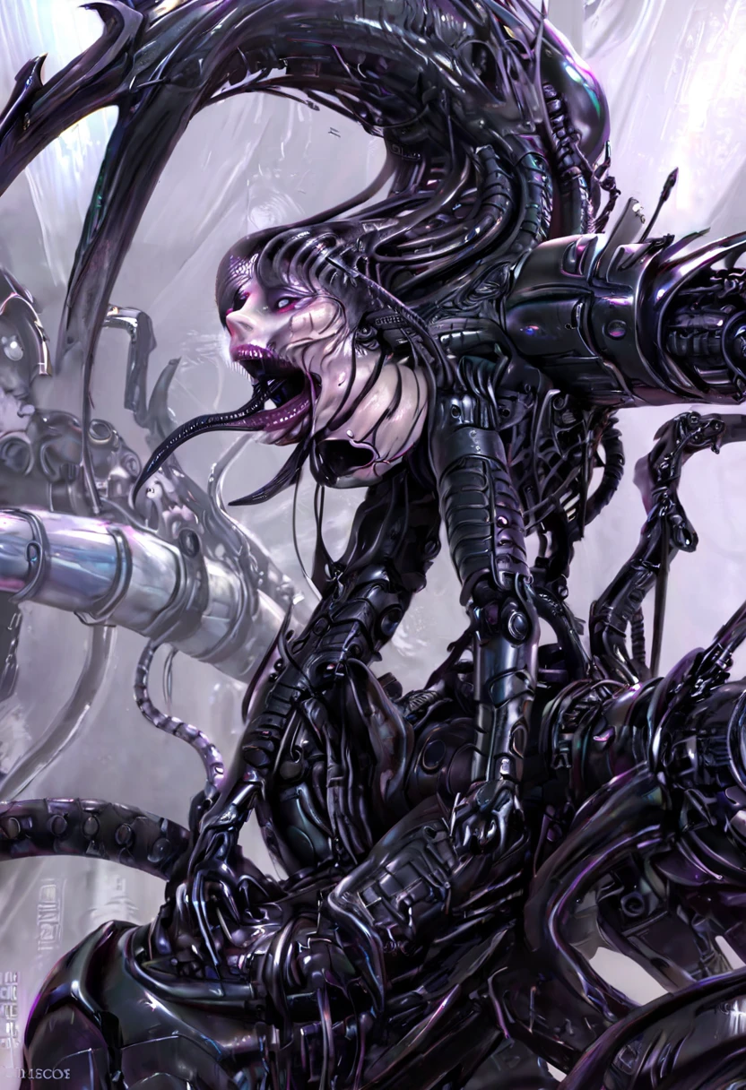 Bio mechanical cyberpunk hr giger Xenomorphs girl