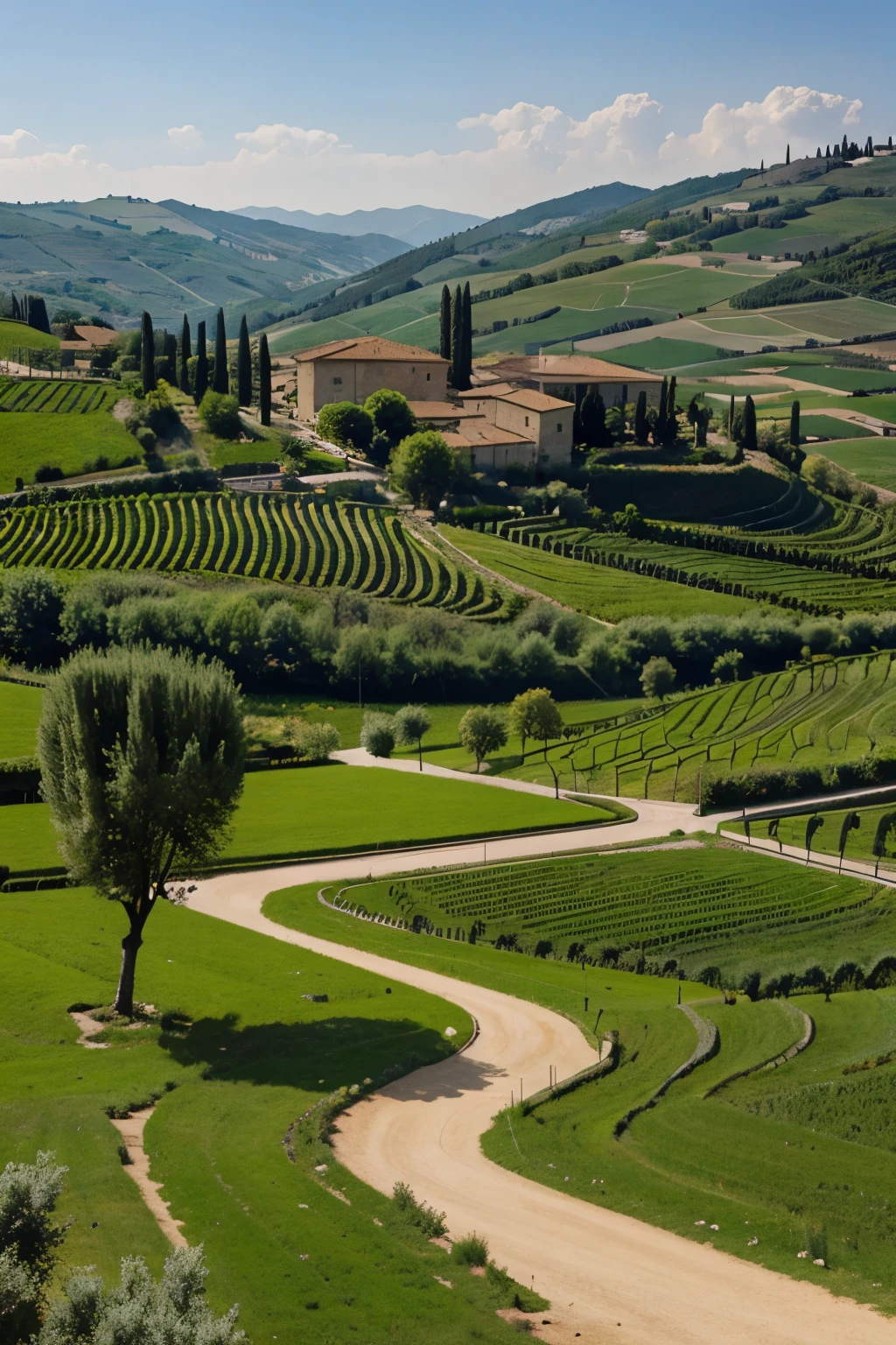 draw me an Italian countryside landscape