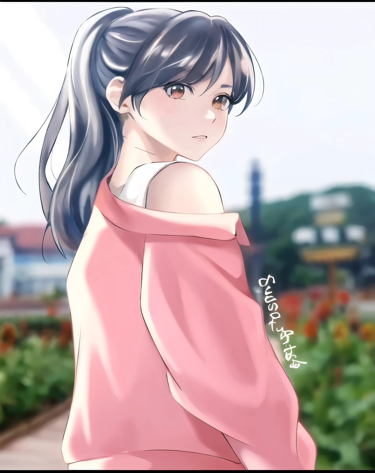 a close up of a person in a pink shirt with a camera, made with anime painter studio, realistic anime artstyle, painted in anime painter studio, anime realism style, anime artstyle, smooth anime cg art, realistic anime art style, semirealistic anime style, anime moe artstyle, pretty anime girl, digital anime art!!, in an anime style