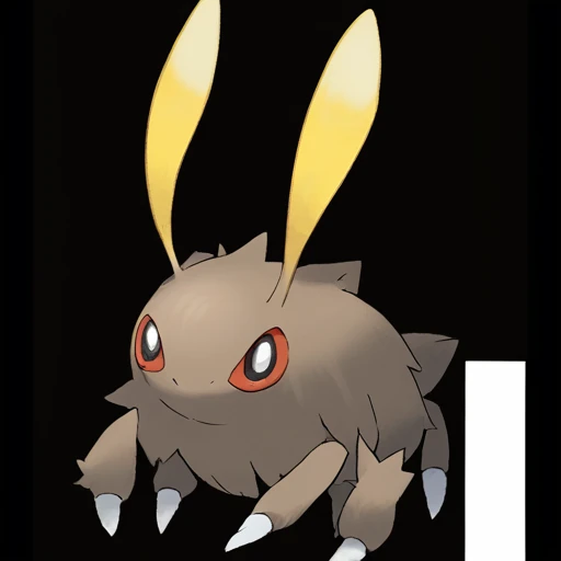 Type: Electric, Type: Dark Fairy Egg Group: No eggs discovered, is a pokemon creature that It has a series of Brown pouches along its sides that inflate to display dominance or during courtship rituals,The creature's gaze can cast a Silver reflection on surfaces capturing its mood and essence,The creature can emit a yellow (orange:0.8) glow from the tips of its antennae, which is used to navigate and communicate in the dark,The creature's claws are retractable and sharp enough to cut through steel,It has a patch of fur on its chest that shimmers with a Red hue symbolizing its heart's purity score_9, score_8_up, score_7_up, score_6_up, score_5_up, score_4_up. Simple black background, (Masterpiece:1.3) (best quality:1.2) (high quality:1.1)