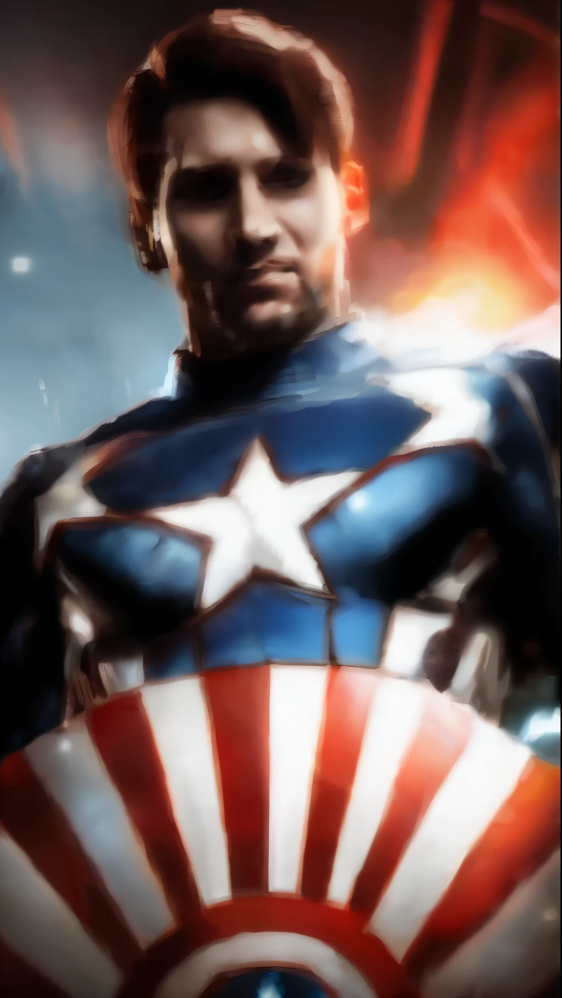 Lionel Messi in Tarantino style as Captain America 8k, High Definition, cara detallada, cara detallada, ojos detallados, traje detallado, al estilo de marvel y dc, Hyper realistic, + cinematic shot + dynamic composition, incredibly detailed, Afilar, detalles + superb detalles + tarde con luz + perfeccionismo + realismo premiado ((changing lighting))