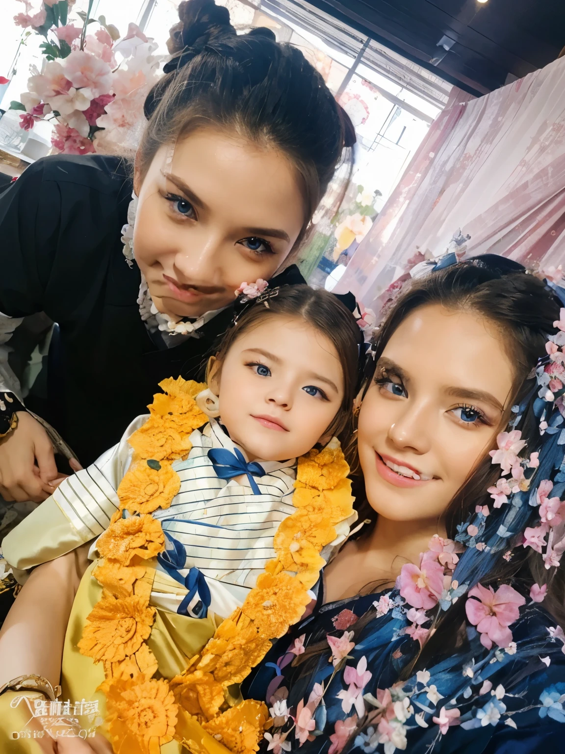 (masterpiece), high-definition Hanfu women, European and American face, perfect face, long blonde hair, blue eyes, very charming.
