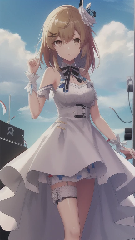 chica animes wear short skirts，Lazos y vestidos,  en vestido, lindo anime waifu con un bonito vestido, kantai collection style, of frontline girls, estilo de arte anime moe, (chica anime), finos detalles. chica frente, Guweiz en Pixiv ArtStation, tendencia en artstation pixiv, estilo carril azul, girls frontline style