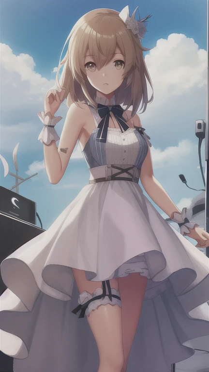 chica animes wear short skirts，Lazos y vestidos,  en vestido, lindo anime waifu con un bonito vestido, kantai collection style, of frontline girls, estilo de arte anime moe, (chica anime), finos detalles. chica frente, Guweiz en Pixiv ArtStation, tendencia en artstation pixiv, estilo carril azul, girls frontline style