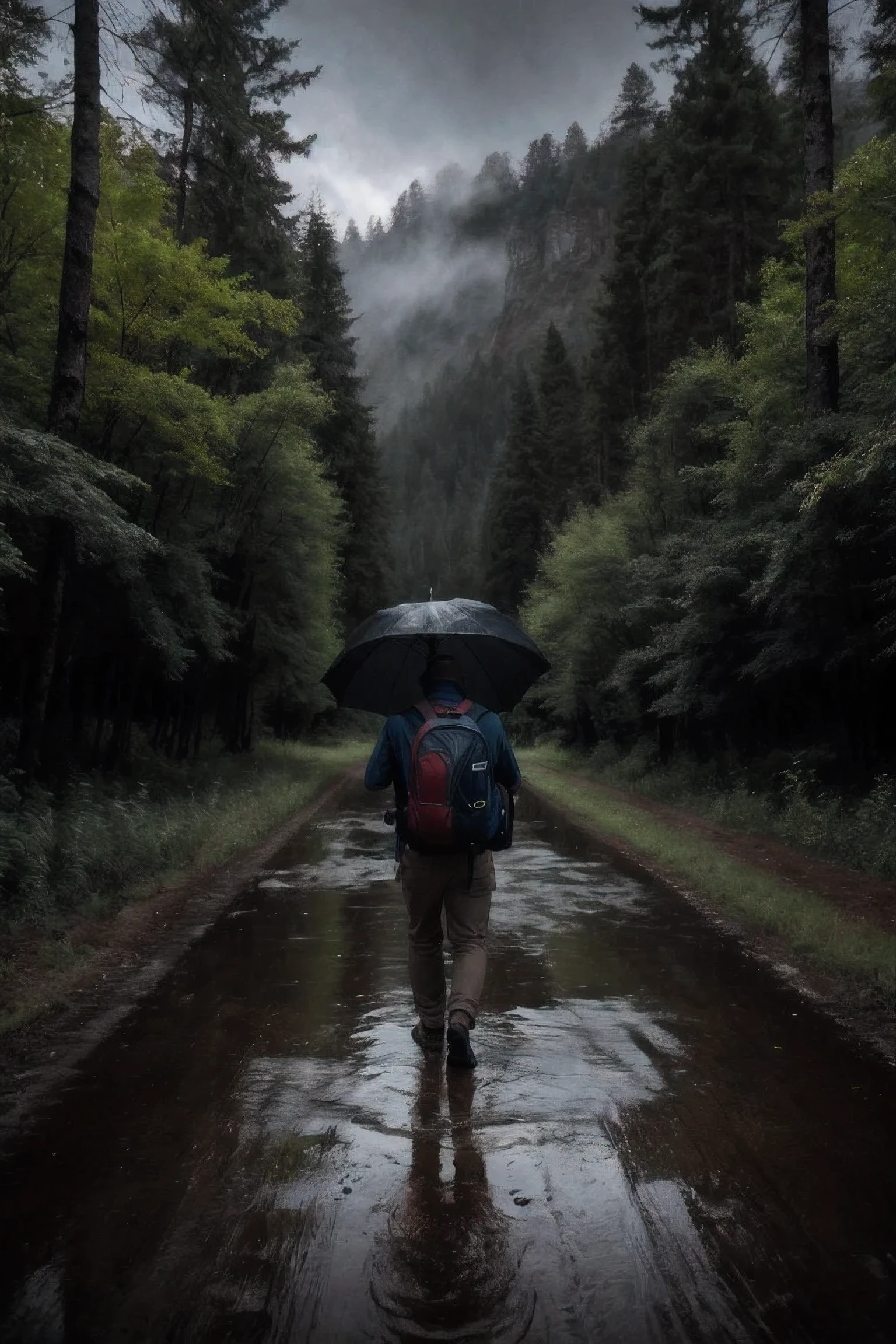 8k uhd, dslr, high quality , RAW photo, Amateur Photography posted to facebook ,Fujifilm XT3, Canon R5, Handsome Men, forest,rainny,night,wet
