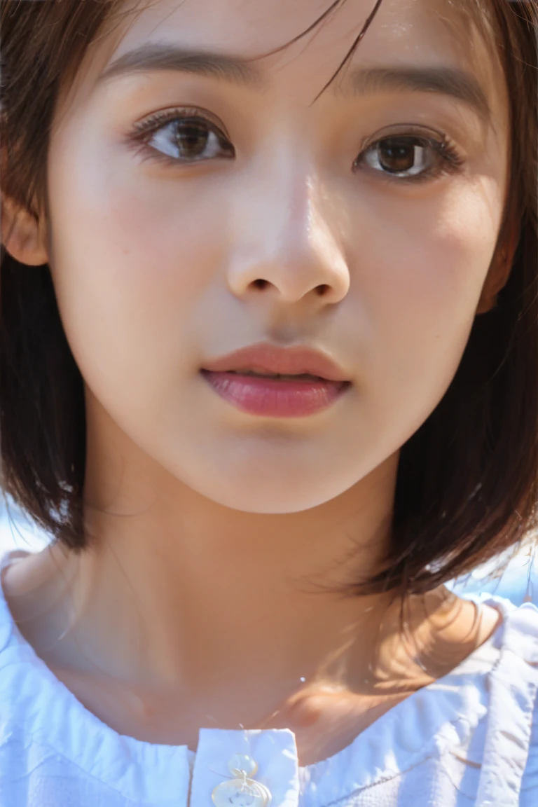 (8k, RAW Photos, highest quality, masterpiece: 1.2), (Realistic, photoRealistic: 1.37), Super detailed, Ultra-high resolution, 18 year old girl, (Cute short hair:1.5),(Extreme close-up of lips:1.8)
