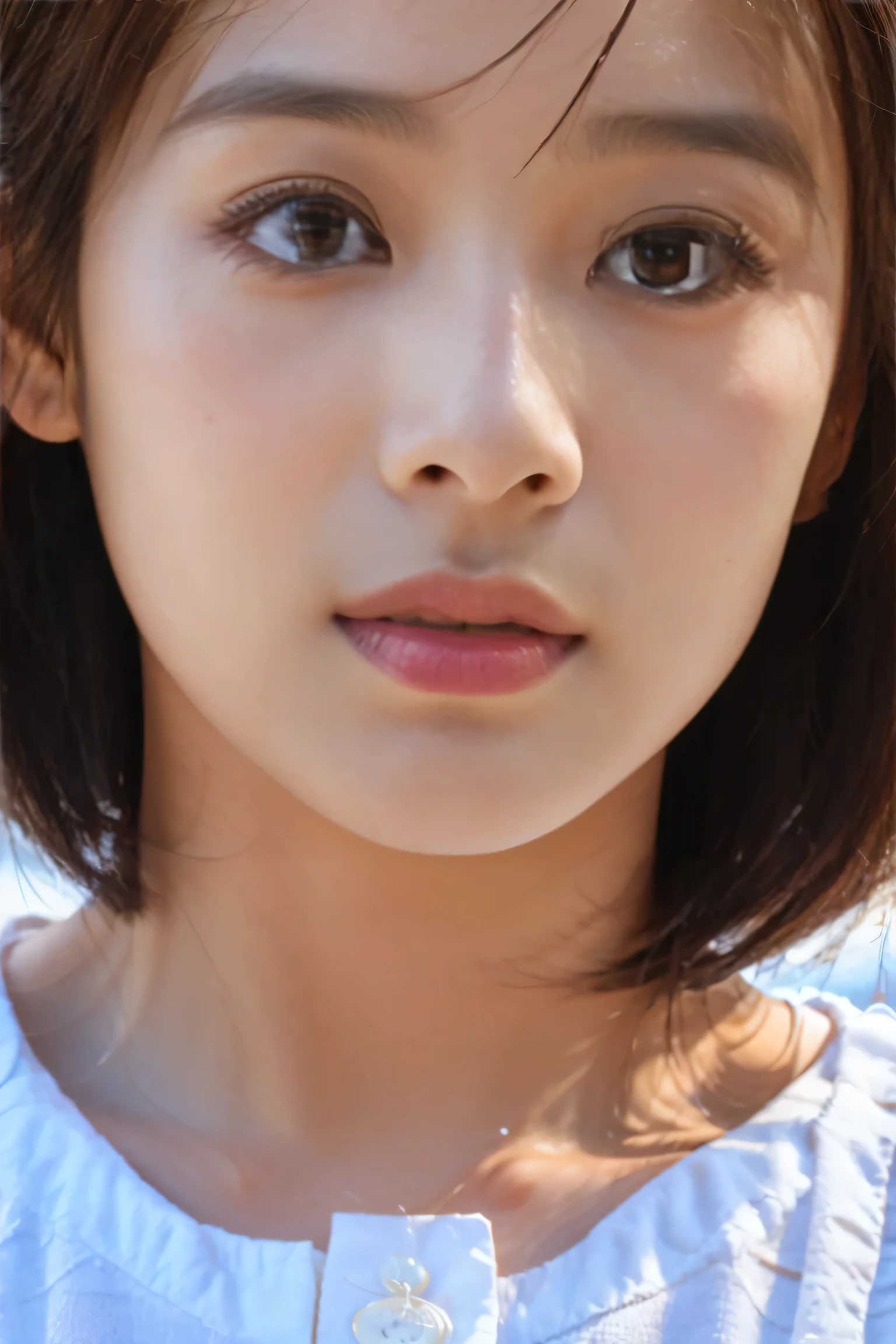 (8k, RAW Photos, highest quality, masterpiece: 1.2), (Realistic, photoRealistic: 1.37), Super detailed, Ultra-high resolution, 18 year old girl, (Cute short hair:1.5),(Extreme close-up of lips:1.8)