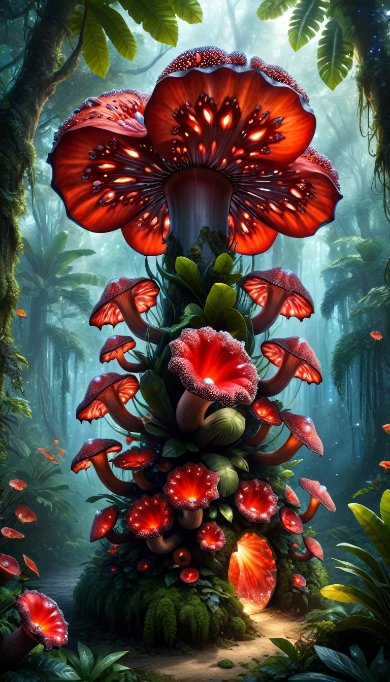 a magical plant，beautiful rafflesia, crystal