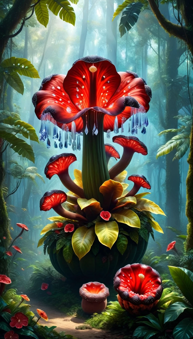 a magical plant,beautiful rafflesia, crystal