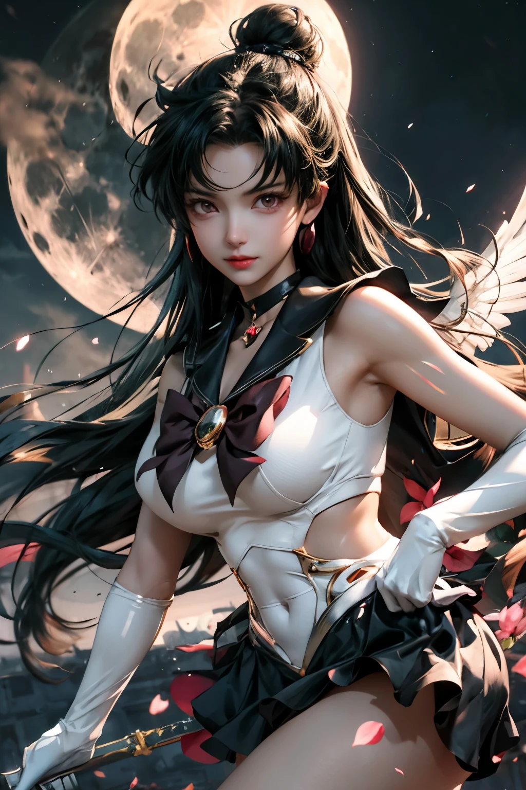 Anime girl with wings and sword standing in front of a full moon, extremely detailed ArtJam, ArtJam jsc, ArtJam. Anime illustration, ArtJam style, ! dream ArtJam, ArtJam and rossdraws, ArtJam on artstation pixiv, ilya kuvshinov and ArtJam, style ArtJam