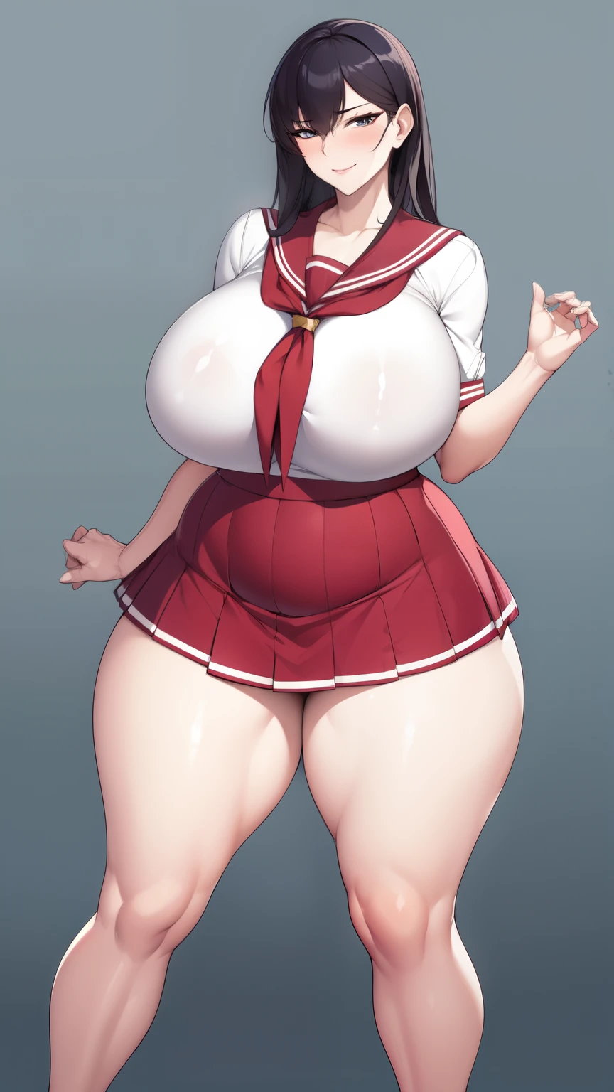 Huge breasts, Big Hips,full body shot, Mature mother, Whipping the lower body, plump thighs, Calf, Seductive mature woman, Perfect body, Plus Size Model,high school girl,Sailor suit, The skirt is short,Mature woman wearing Sailor suit,