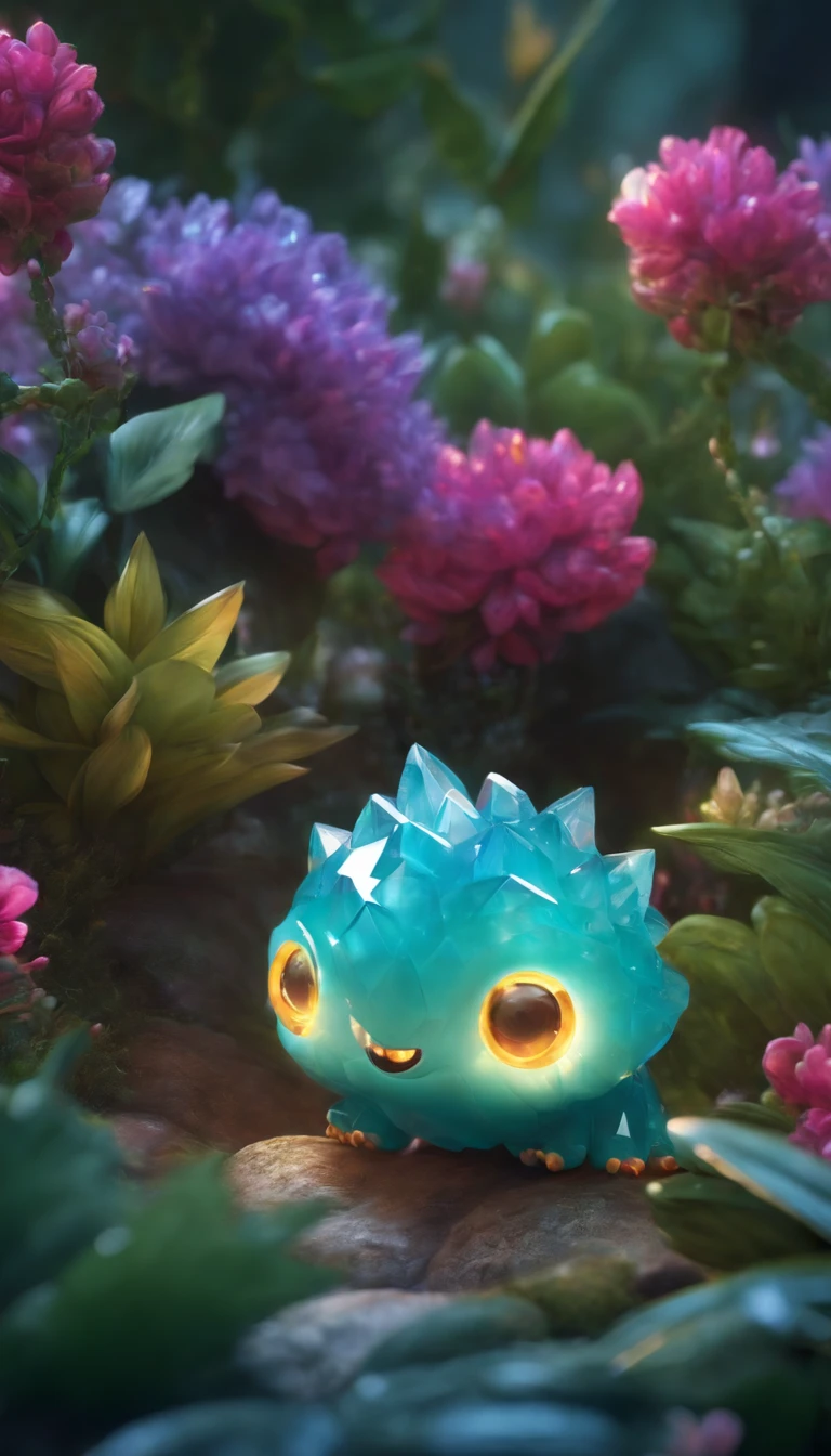 Cute crystal monster, Detailed 8k beautiful and bright，good quality