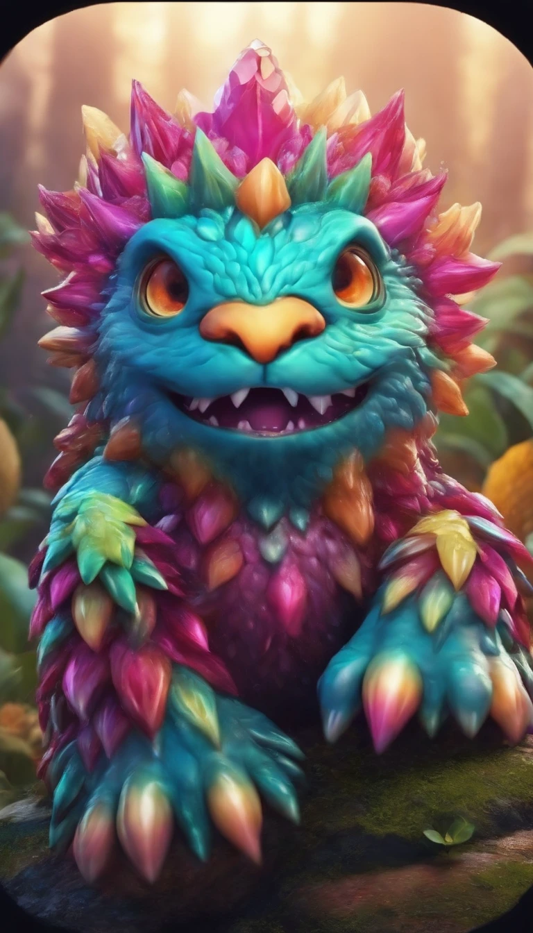 Cute crystal monster, Detailed 8k beautiful and bright，good quality