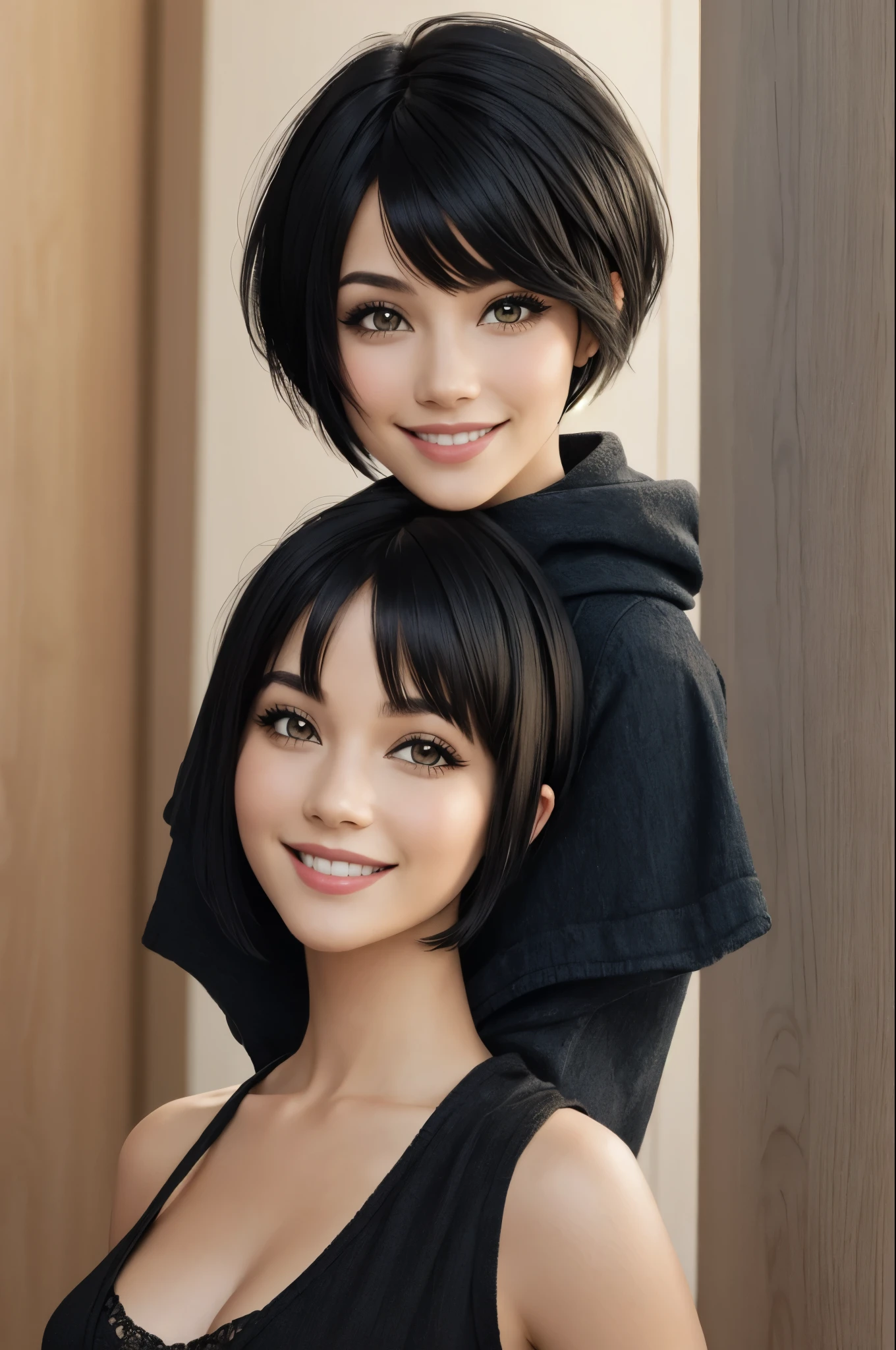 Pixie cut smile black hair