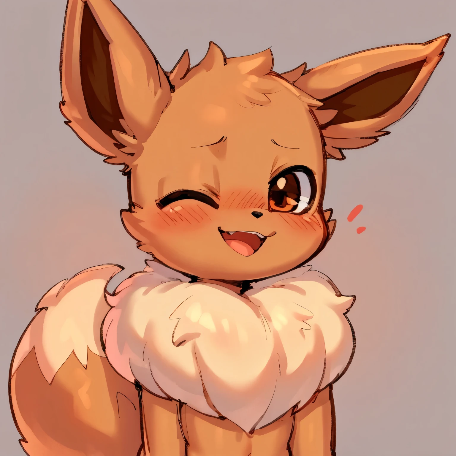 Flareon, made by hanuvo, masculine, looking at viewer, mouth open to viewer, close to the viewer, sticking out your tongue at the viewer, naughty expression, salivating a lot 