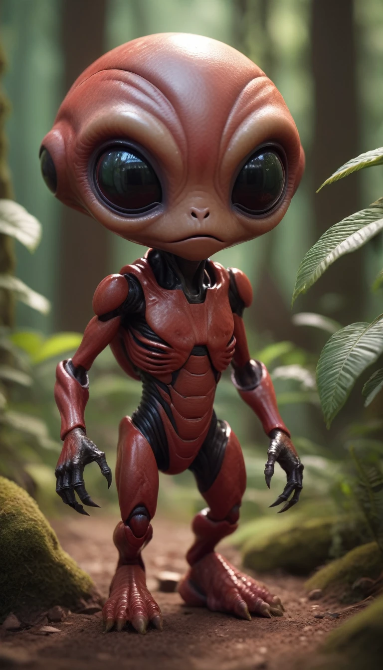 Very detailed: 1.2), (best quality: 1.2), 8k, sharp focus, (Subsurface scattering: 1.1), (Award-winning macro photography: 1.1) (Cute and cuddly alien life forms: 1.2), Hidden in the foliage of a dense forest (The clothing details are very rich: 1.2), (Very detailed background: 1.3), (Red Cliff: 1.2), (hyper-realistic: 1.2), cinematography lighting, Very detailed的方法, Smooth and sharp, author：Artgerm Wlop Greg Rutakowski, [(emb-rrf2: 1.0): 4]