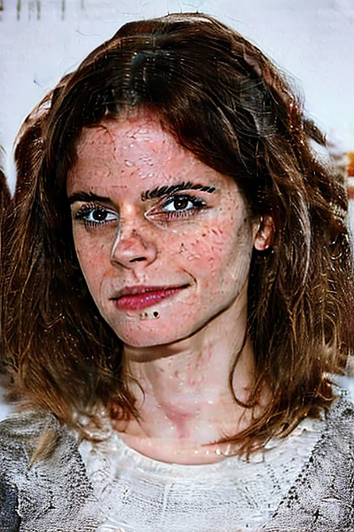 Emma Watson naked as a conjoined arachne with eight legs and three heads