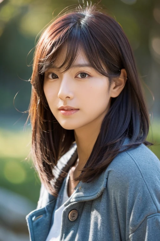 Fluffy hair、Japanese、Woman in her 30s、Wide bone structure、Warm look、Rugged atmosphere、Beauty、Slightly larger build、Looks serious、Foreign-like appearance