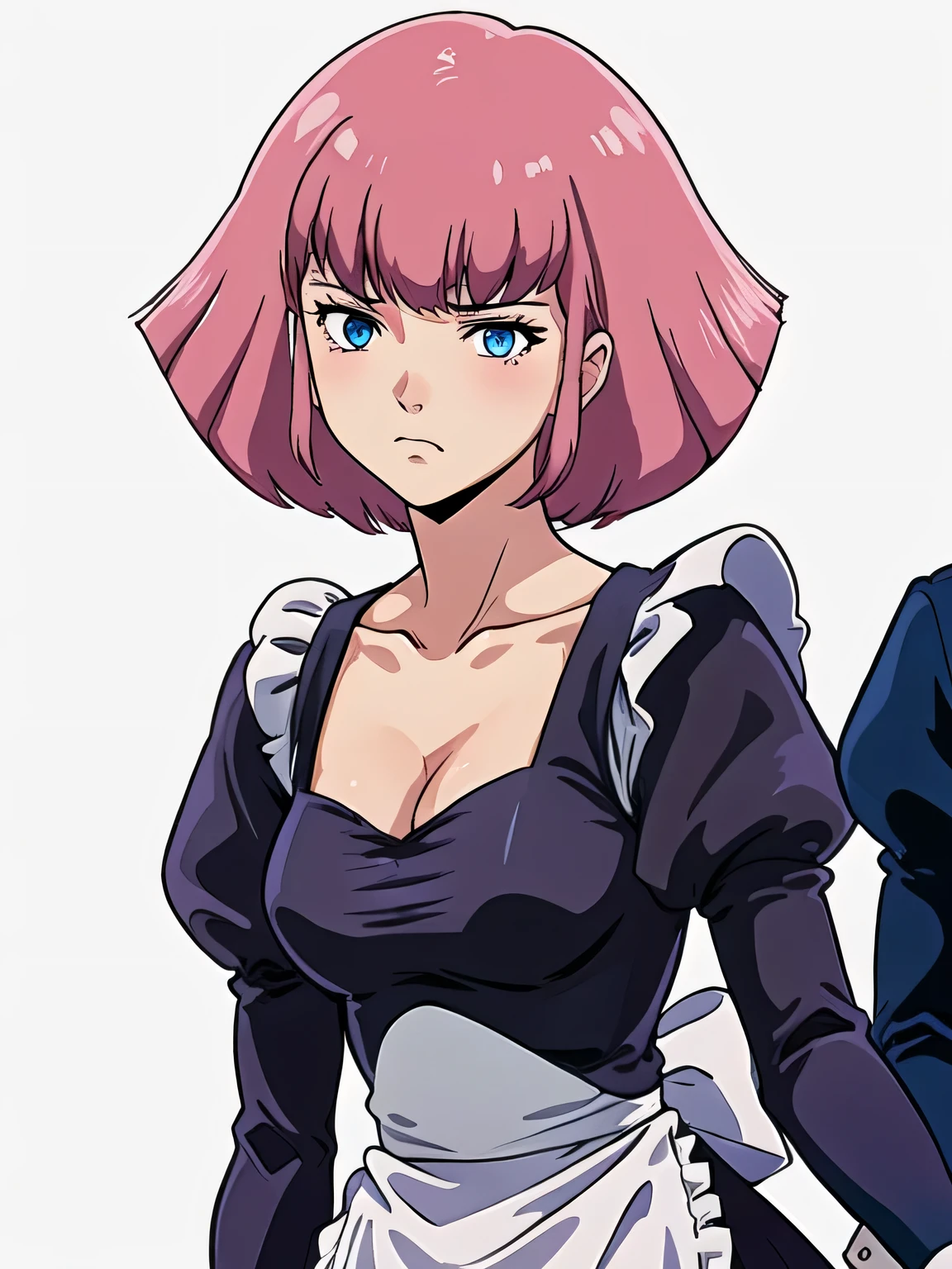 White Background,alone,Face Focus,
Haman_Khan,1 Female,Pink Hair,short hair,Side Lock,bangs,Eyebrow,double eyelid,blue eyes,Kind eyes,Embarrassed,Maid clothes,clavicle,Puff sleeves,Long sleeve,Juliet Sleeve,