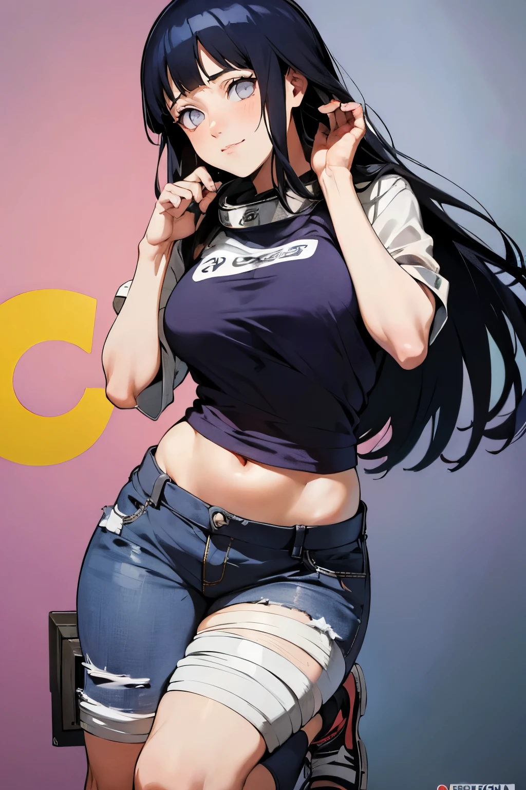 hinata hyuga de naruto shippuden. hinata hyuga.
de shorts jeans curto e blusa grande rosa. tirando a roupa. bunda 