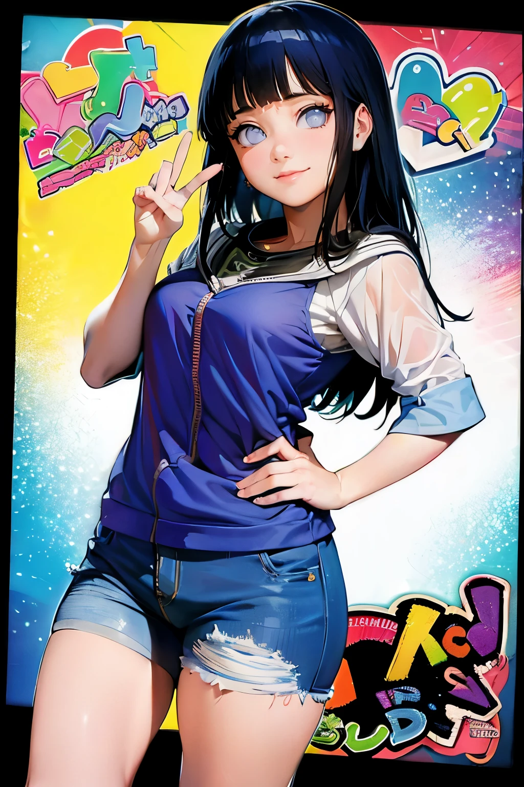 (Hinata Hyuga, muito sensual, com roupas de funkeira, brasileira, rio de janeiro, dancing funk, rebolando, bunda grande, pernas grossas, usando um short jeans curto, usando uma mini blusa, umbigo com pirsing, sneakers Nike, cabelo grande, Speaker behind, muito realista, extremamente sexy, 8k, 8k extremamente detalhado), (um extremamente delicado e bonito), (obra-prima), (melhor qualidade: 1.0), (ultra highres:1.0)
