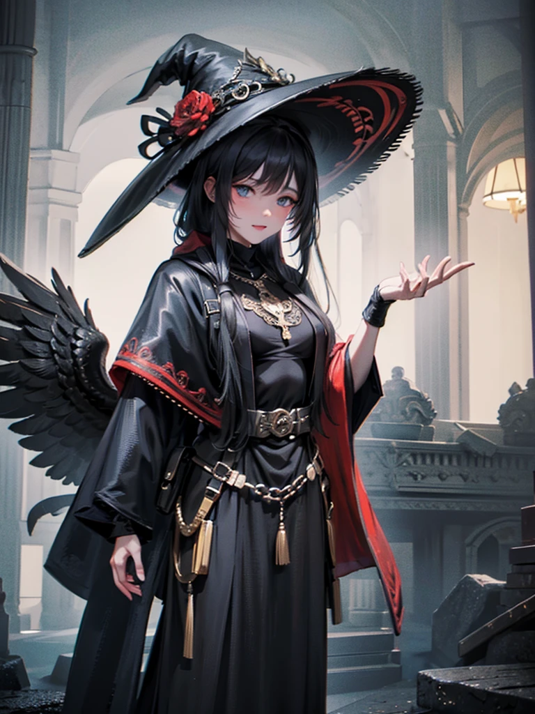 (dark magic), (grim), the raven, (intricate details), (hyperdetailed), 8k hdr, high detailed, lot of details, high quality, soft cinematic light, dramatic atmosphere, atmospheric perspective