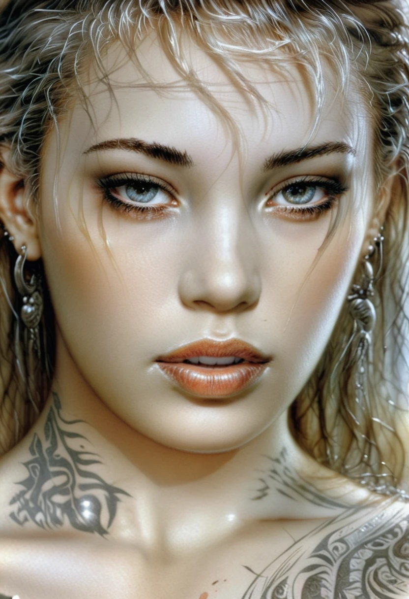  Hyper photo realistic picture perfect luis royo tattooed, hyper realistic face, realistic detailed skin, 8k photo perfect Realism,