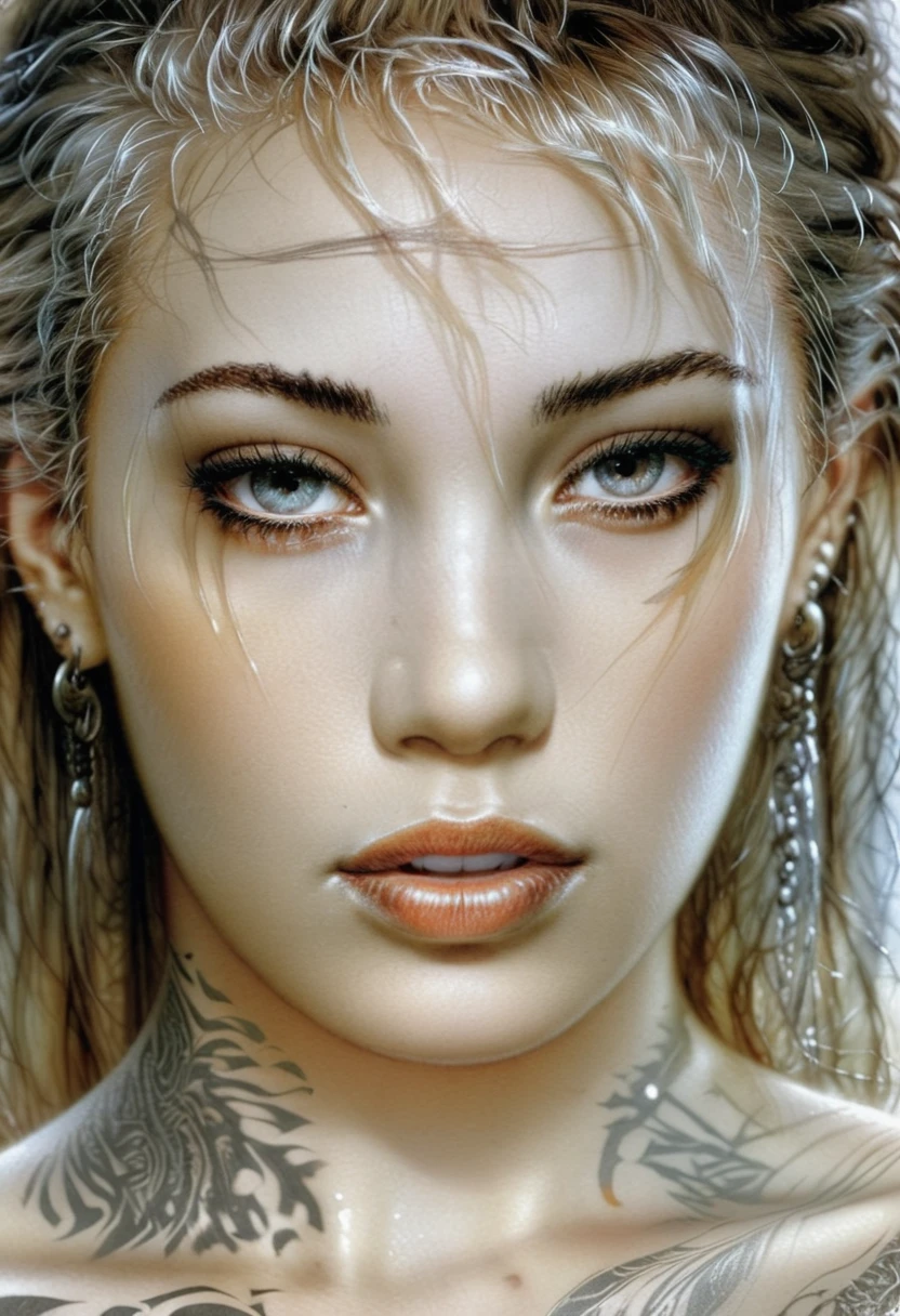  Hyper photo realistic picture perfect luis royo tattooed, hyper realistic face, realistic detailed skin, 8k photo perfect Realism,