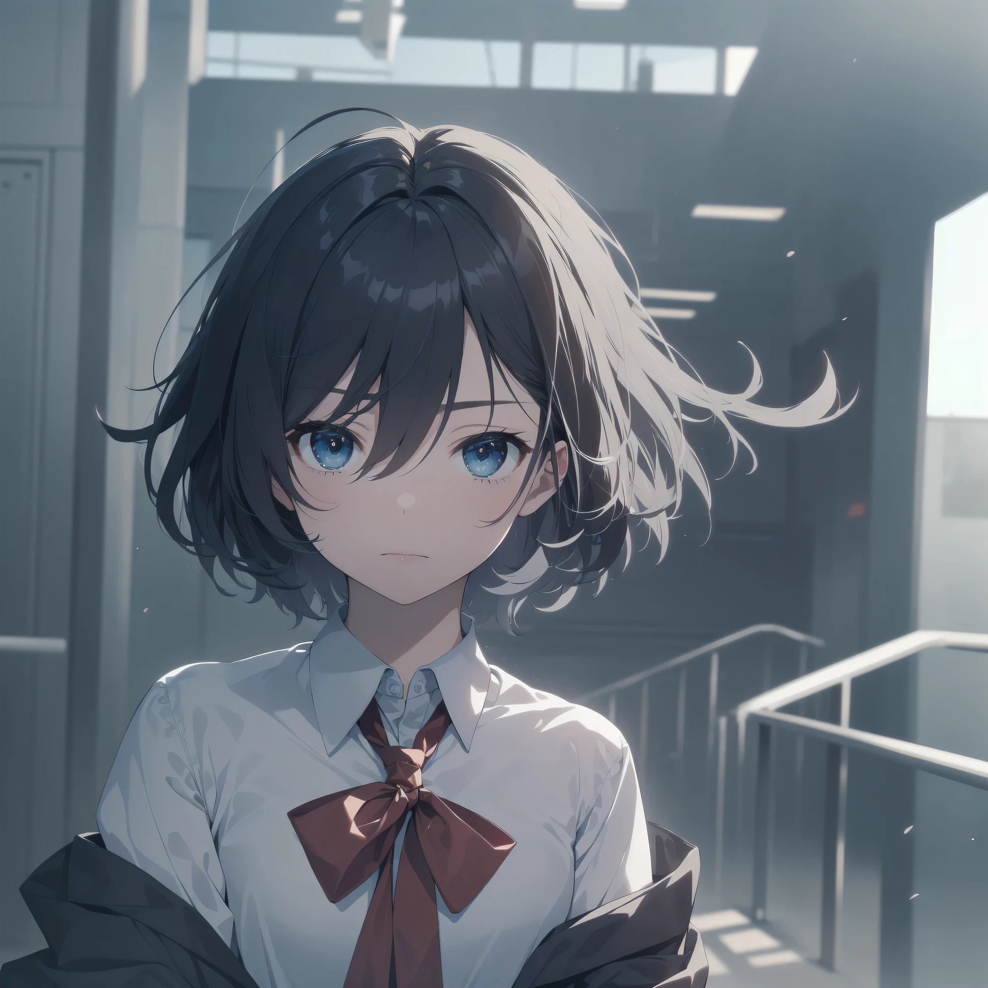 ultra-absurdres-Top quality by artist God, ultra-detailed, high resolution, anime moe artstyle, best anime 8k konachan wallpaper, pixiv contest winner,pool:2810, perfect anatomy,break, 1girl, (Please draw a girl walking sleepily to school alone. )break,(Solo,little female, 13-year-old:1.3),Full limbs, complete fingers,a junior high school student, (very short hair), short cut, flat chest, , small butt, small black eyes, beautiful detailed eyes, well-proportioned iris and pupils, expressive eyes, highres detailed hair, soft expression, school_uniform, official_alternate_costume, pleated skirt,(Detailed Lighting), (Detailed background), in the School commute route. break,super detailed skin, Best cinematic lighting powered by famous artist, 8k,beauty illustration,photoshop_(medium),very aesthetic,break,((artist:a1_(initial-g) )), artist:akinashi yuu ,artist:oyari ashito ,artist:kantoku ,