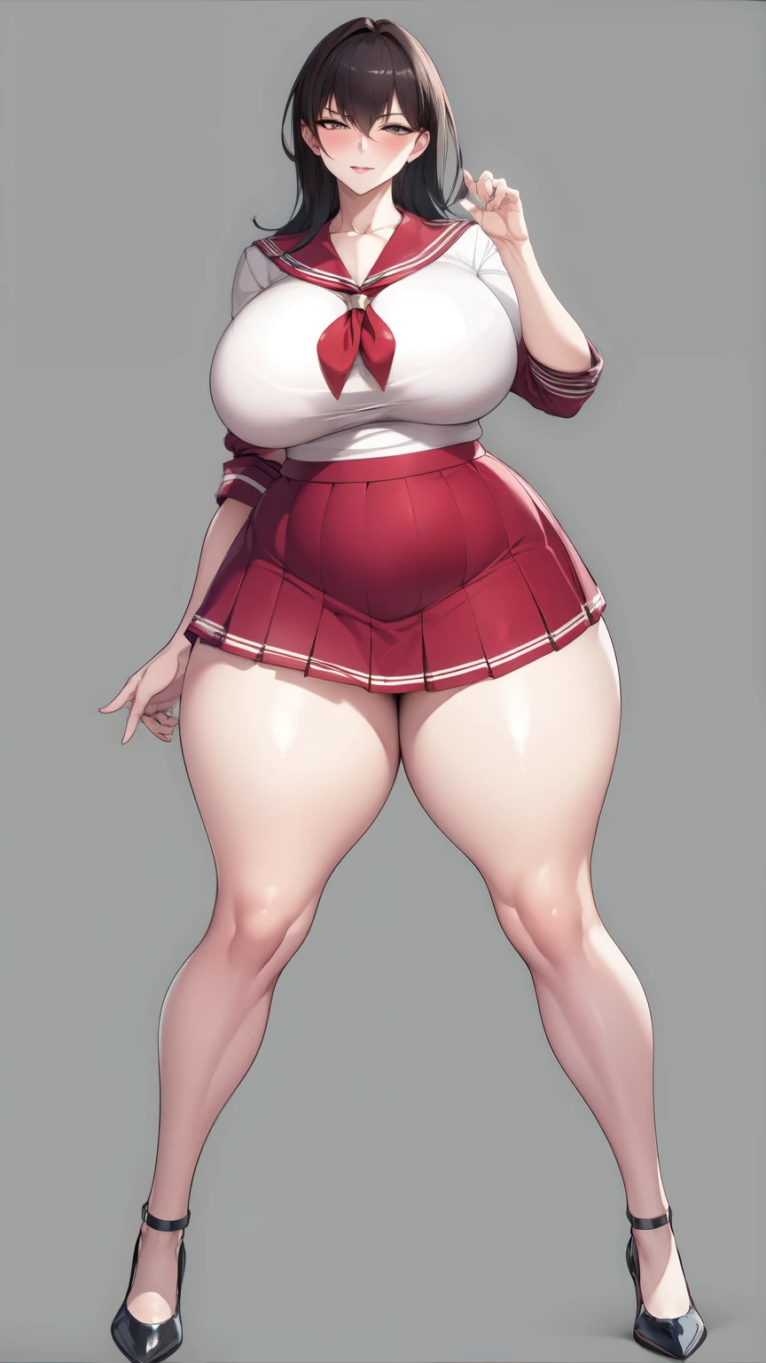 Huge breasts, Big Hips,full body shot, Mature mother, Whipping the lower body, plump thighs, Calf, Seductive mature woman, Perfect body, Plus Size Model,high school girl,Sailor suit, The skirt is short,Mature woman wearing Sailor suit,