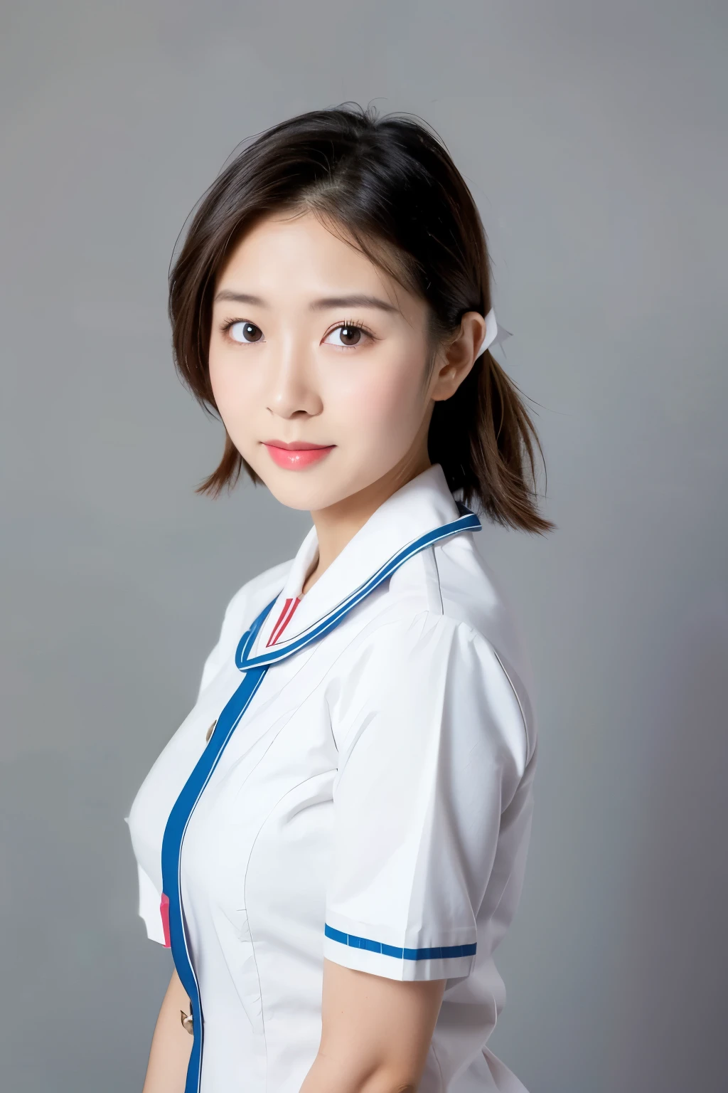 Super real Matured woman with a white nurse uniform