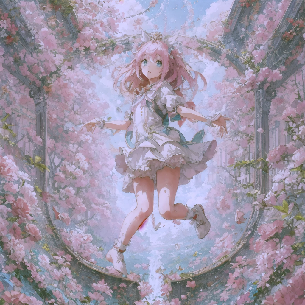 Beautiful illustrations、highest quality、Cute girl、(Conversion Sequence)、Magical girl、Little、白いMagical girl、Fractal Art、Trompes Rompe-l'oeil、Optical illusion、Trompe l’oeil、Appears to jump off the screen