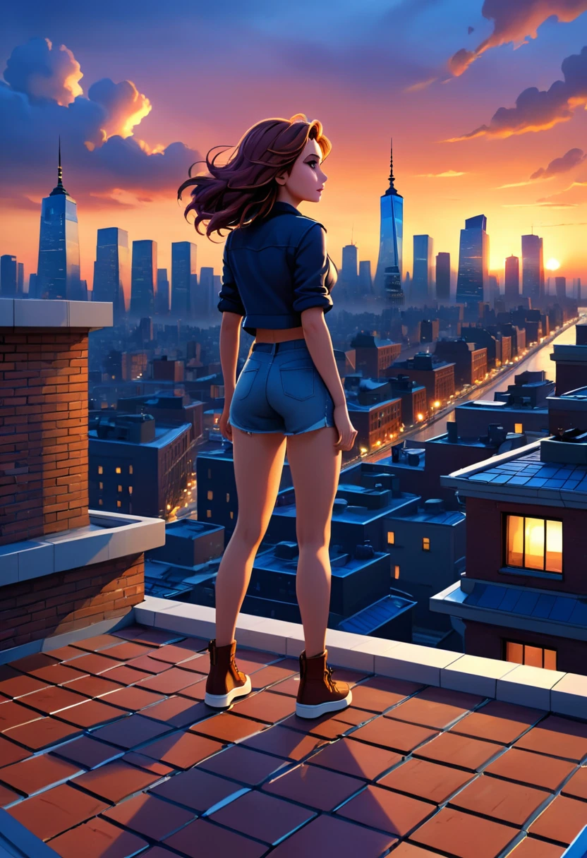 (a person standing on the rooftop),(best quality,4k,8k,highres,masterpiece:1.2),ultra-detailed,realistic,photorealistic:1.37,[bricks],[tiles],[skyline] [of a city],[strong winds blowing],[majestic view],[city lights],[dusk],[wind-swept hair],[urban landscape],[silhouette],[serene atmosphere],[feeling of freedom],[tall buildings],[rooftop edge],[vivid colors],[golden sunset],[distant bridges],[beautiful horizon],[peaceful moment]