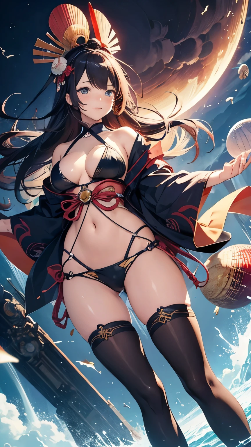 Hokusai, Naoyuki Kato, John Berkey, Surreal, mysterious, strange, fantastical, fantasy, Sci-fi, Japanese anime, seashell machine, human-powered rotating celestial globe, miniskirt beautiful girl, perfect voluminous body, Hyper realistic sharp focus cinematic lighting depth of field provocative sexy showing off body curves poses seducing men for fun excited blushing shy happy fun scared real 
