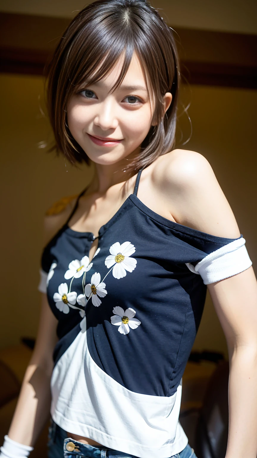 Neat and clean high school girl、((((Long white silk camisole、White panties))))、Outside the stadium、(slim)、Realistic、detailed, Skin Texture, Super detailed、Delicate and sexy collarbone、A sloppy smile、Super detailed face、Lips、Detailed Eyes、Small breasts、Small breasts、、Small breasts、Flat Chest、Emphasize the chest、Bright Face、((Are standing、White panties are visible from under the skirt、Lift the hem of your skirt slightly with both hands.,,)), Short hair with bangs、Straight Bob Hair、、Angle from above、、、(((Pitch black tan、Tanned brown skin)))