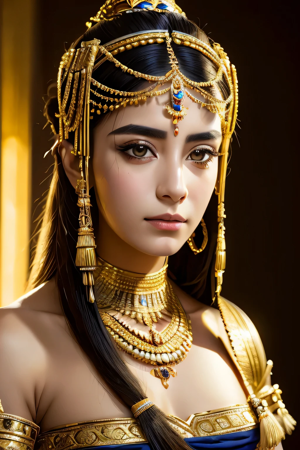 Sexy mature Cleopatra,Cleopatra,Ancient Egyptian palace,wearing ancient egyptian clothing,Ancient Egyptian decorated rooms,Ancient egyptian arranged background,Lie on the big bed(An extremely delicate and beautiful work:1.2)a very beautiful and sexy woman, Sexy and seductive, Have perfect body proportions,Tight and sexy body(Bigboobs)Perfect body curves,Moisturizes skin,clear skin texture,moist skin feeling(Advanced skin details:1.1)attractive smile,Flawless Face,black long straight hair,clear hair texture,Delicate hair(Quality hair details:1.1)egyptian dancer costume,Beautiful and delicate eyebrows and eyelashes,pretty eye makeup,Clear eye details,8K primary school students(Advanced eye detail:1.1)Sensual lips(Perfect lip shape)(seduct smile) The optimal ratio of four fingers and one thumb,Wearing gold earrings,golden necklace,Golden bangles,Gold anklet,Gold-tone waist chain,Headgear,Gold foil series,Cleopatra series,Master of photography,Perfect masterpiece,Best Picture Quality,ultra - detailed, 超高分辨率, realistically, RAW photos
