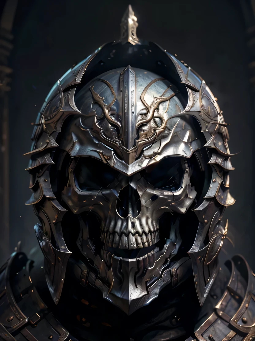 ((masterpiece、highest quality、Genuine、Very detailed、High resolution、Sharp focus、Photorealistic、Cinematic lighting))、Cowboy Shot、((One man、Skinhead))、Roman armour of the Middle Ages、worn armor、Full-face helmet、Skull-shaped helmet、Warriors、middle ages、Dynamic Action、Combat Stance、Detailed hand drawing、medieval armor、skull