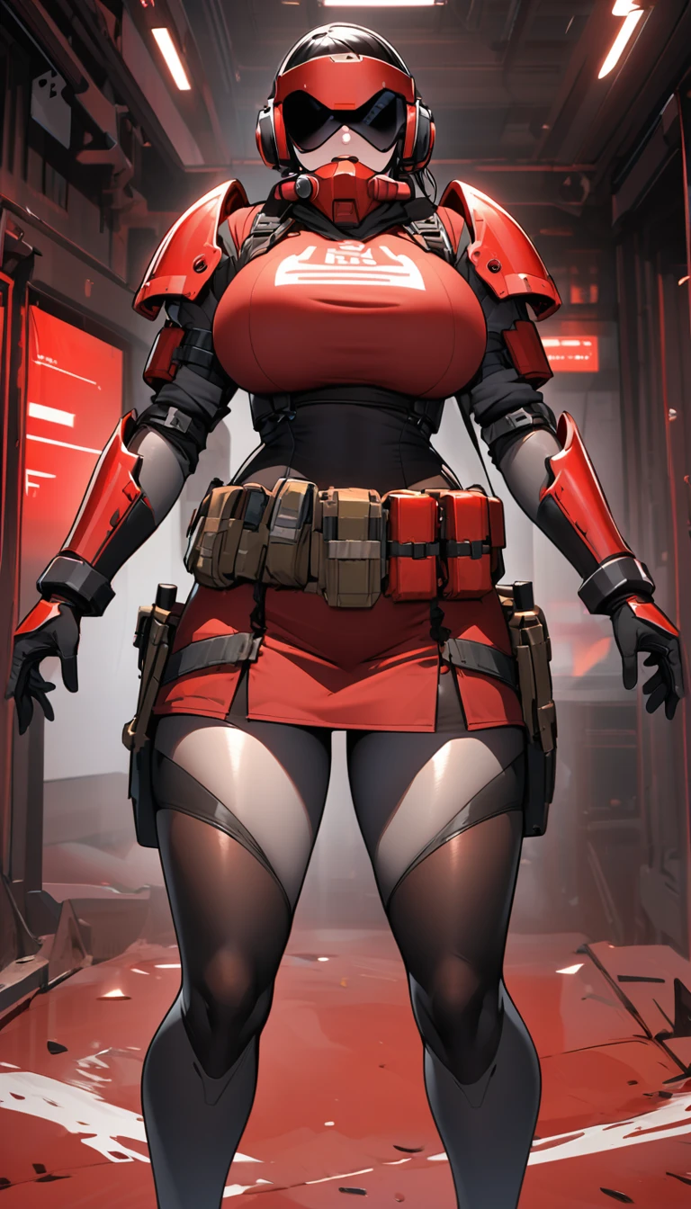 team fortress 2 female scout Super big breasts Red tactical tights armor earphone full-body shot
