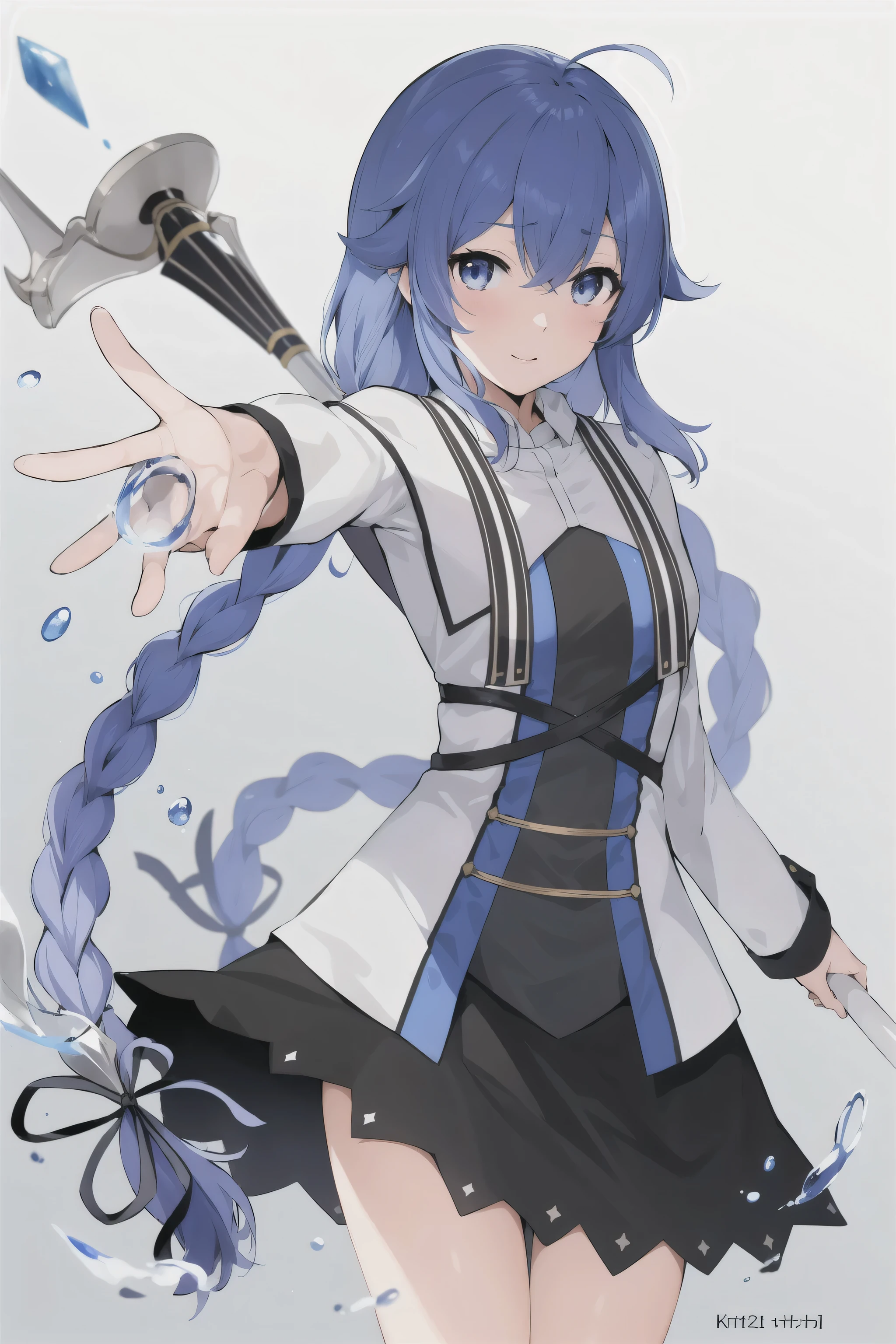 chica anime con el pelo azul y una espada en la mano, Impacto de Ayaka Genshin, Moe anime art style, tsuai, agua de konosuba, hestia, marin kitagawa fan art, keqing del impacto genshin, Arte Zerochan, high definition artwork, with the index finger, arte oficial del personaje, corona de cushart, ayaka juego genshin impacto