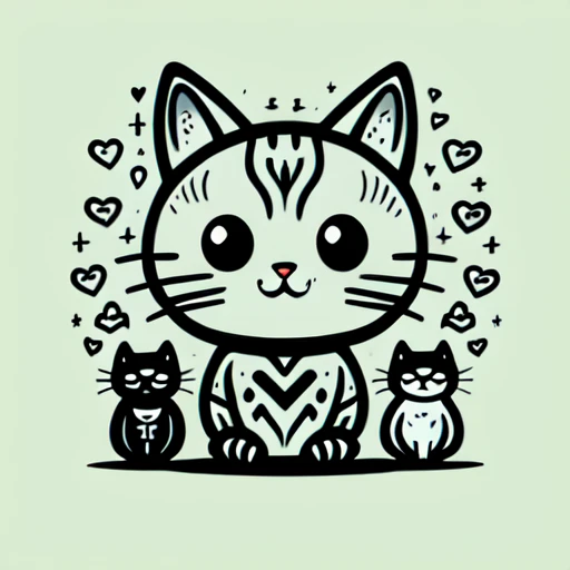 Traditional Tattoo Flash、Old School Tattoo Design、(Cute black cat)、Flat illustration、Vector art,、Face Up、head shot、anime taste、Japanese style logo