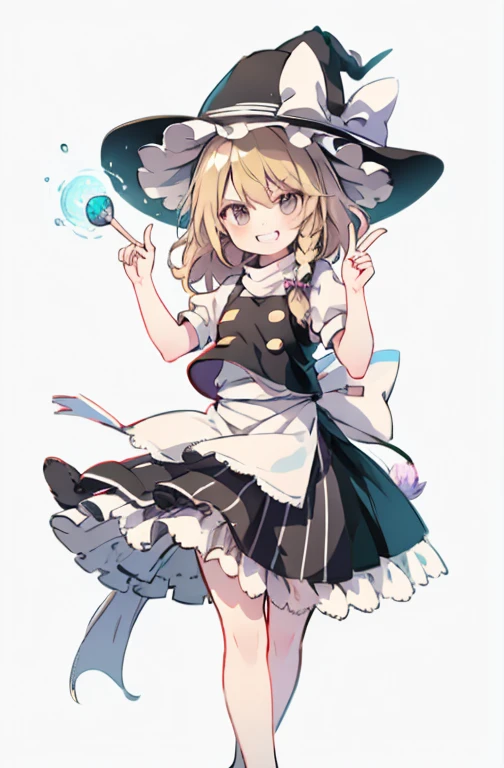 Tabletop, highest quality, One Girl, alone,Grin, kirisame marisa, Gray background,