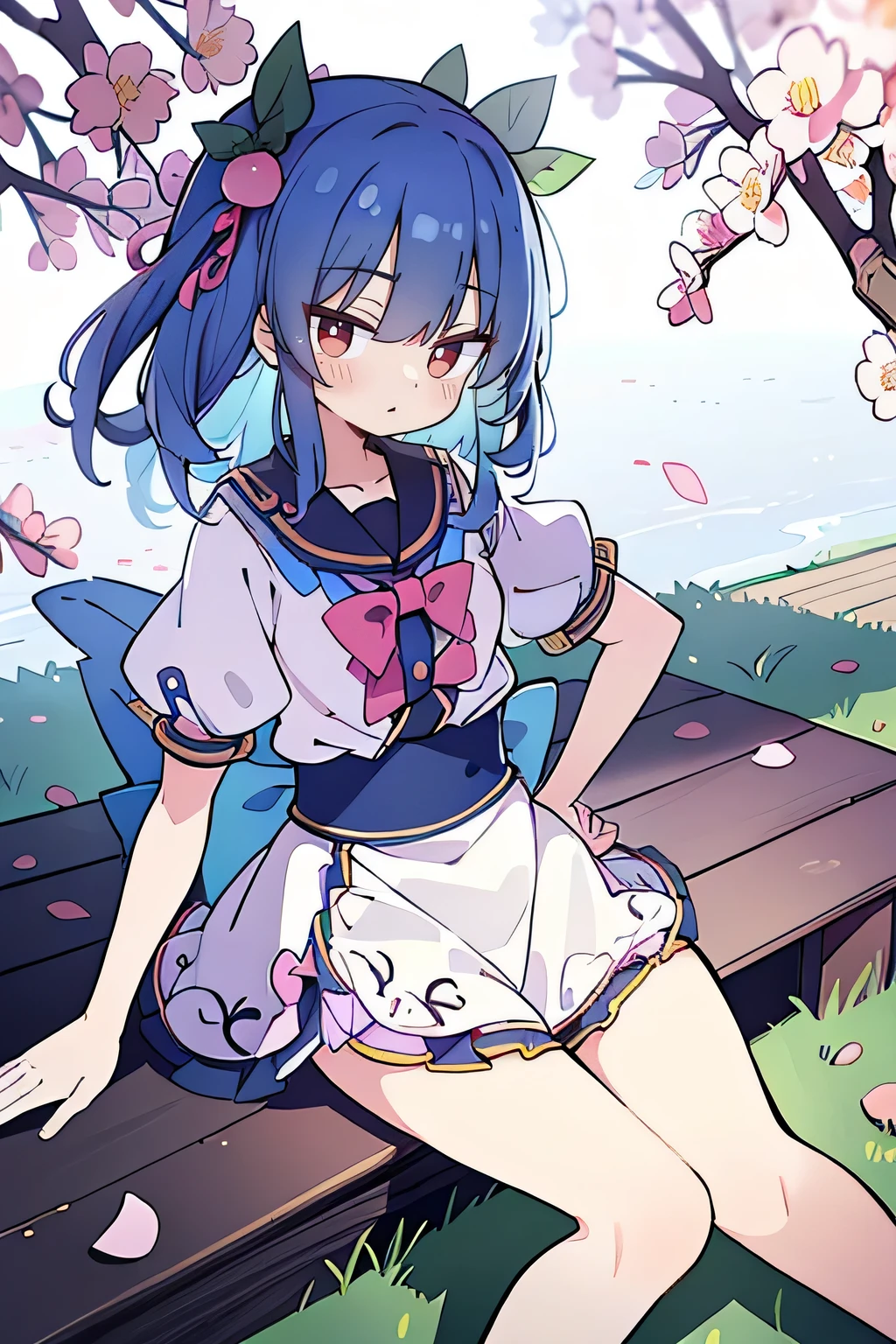 ((日本人のgirl1人、aldult)), ( petite)), twin tailasterpiece, 最high quality, high quality, Highly detailed 8K wallpaper,flower garden、picnic、Purple Hair、Tropics、intense heat、heavy breathing、Breathing、Sweat、headdress、cute girls、Cute Japanese maid、Kappogi、ruffle apron、dynamic pose、Pick up the skirt、(open your mouth、Small fangs)、small breasts、Waiting for orders、No correction、Wave、(girl、Classmate、squid belly、pink wearing)、(No underwear)、beautiful flat chest、(激しいSweat)、(Saliva volume:1.4)、(female primary school student、Cute belly、Before menarche、Swelling belly、cute pants)、(Stroking the stomach:2)、(A face that looks comfortable、beautiful face)、(Serving)、(Trembling in the lower back:2)、Life-size、in front of the camera、Walking with your legs together、skip