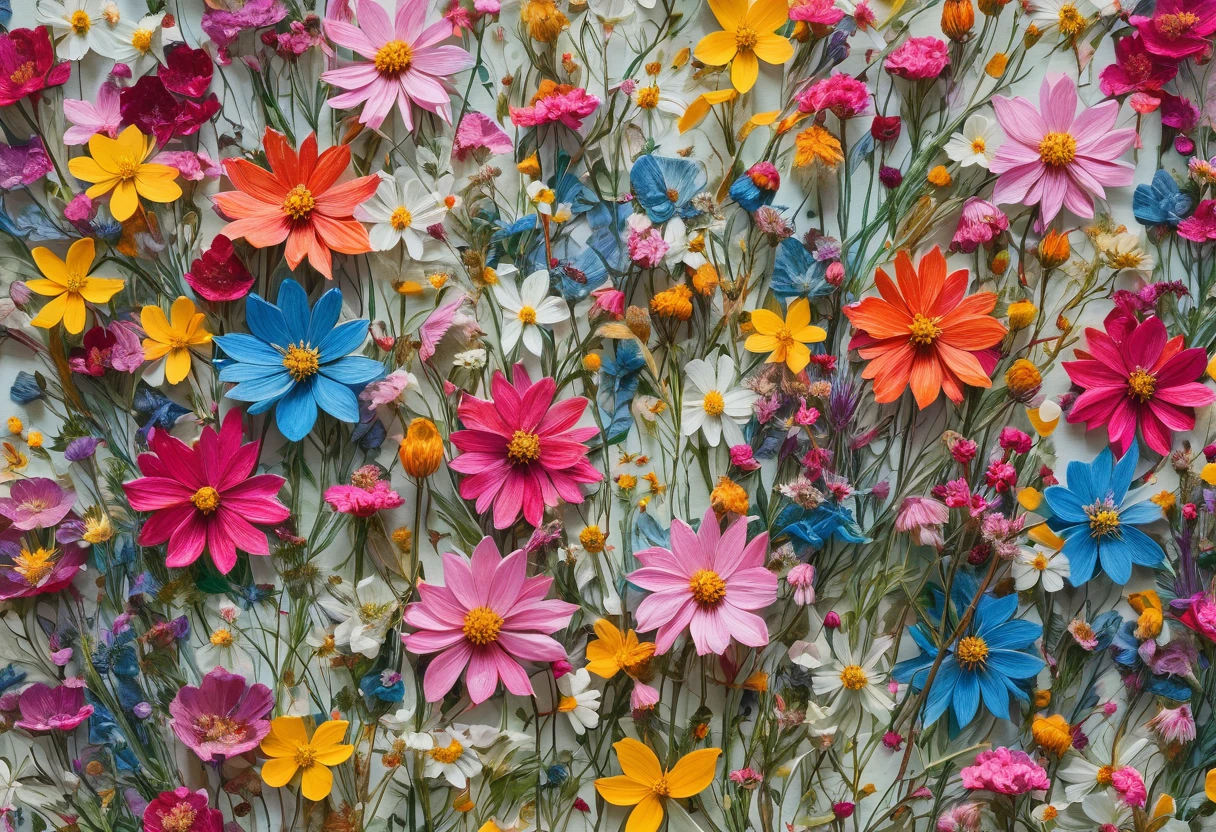 Rainer Maria Ratske's super exquisite painting, unsplash trend, creation, delicate garden on paper, made of wild flowers, colorful, made of dried flowers, floral wallpaper