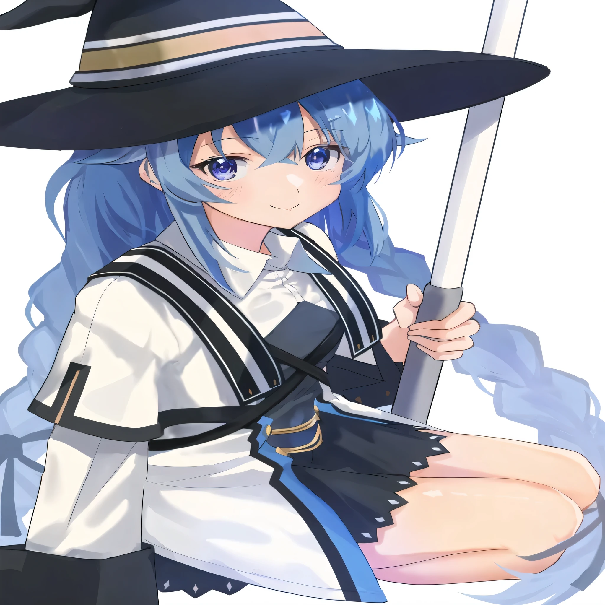 Chica anime con cabello azul y un sombrero negro sosteniendo una espada., Moe anime art style, kantai collection style, yandere gapmoe, tsuai, agua de konosuba, estilo anime 2d, marin kitagawa fan art, hecho con estudio de pintor anime, rei hiroe, arte cg anime suave, konosuba anime style, personaje de anime femenino