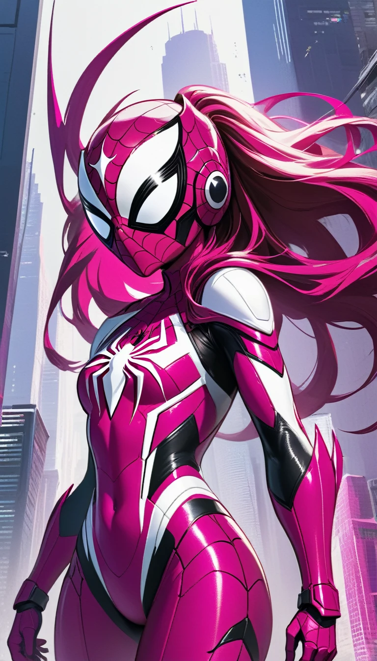 magenta white High-Tech Spider woman suit Armor Big
High-tech Spider tactical helmet sci-fi city