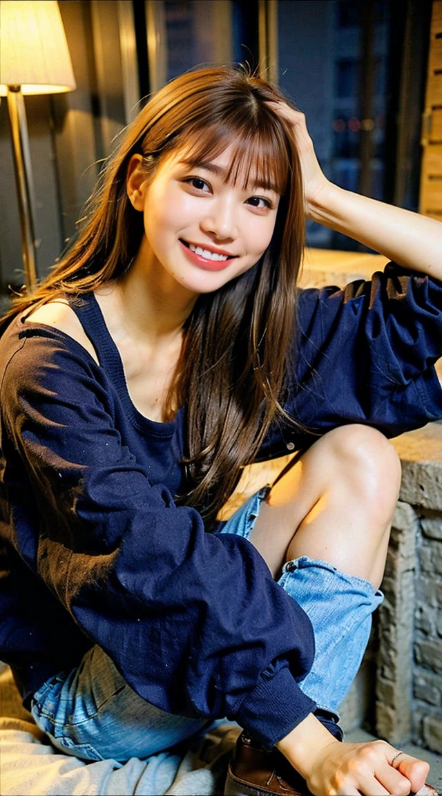 (8k、RAW Photos、最high quality、masterpiece:1.2)、(Realistic、Realistic)、1 girl、smile、Lots of eyelashes、Add shine to your eyelids、skeletally correct、Upper body naked,(On the bed),(With perfect legs),(Full legs),Ultra-high resolution,Ray Tracing,reflected light, Correct Structure,Award-winning,High Detail,Brighten the shadow contrast,Facial lighting ,Cinema Lighting,masterpiece,Super detailed,high quality,High Detail, 最high quality,16k,High Contrast, Spread your legs、Black pants、smile、transparent underwear、Teeth are visible、Small breasts、NSFW