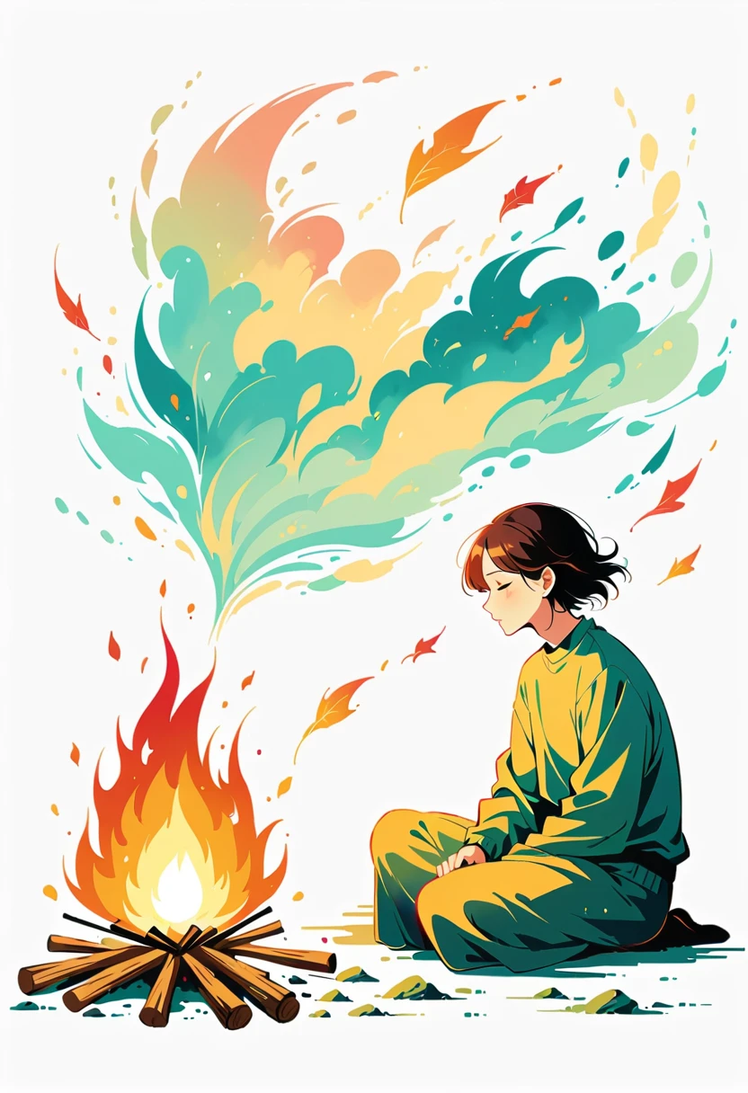 (bonfire:1.5),Simple lines,Minimalism,abstraction,Lots of white space