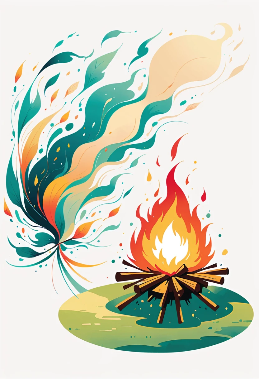 (bonfire:1.5),Simple lines,Minimalism,abstraction,Lots of white space