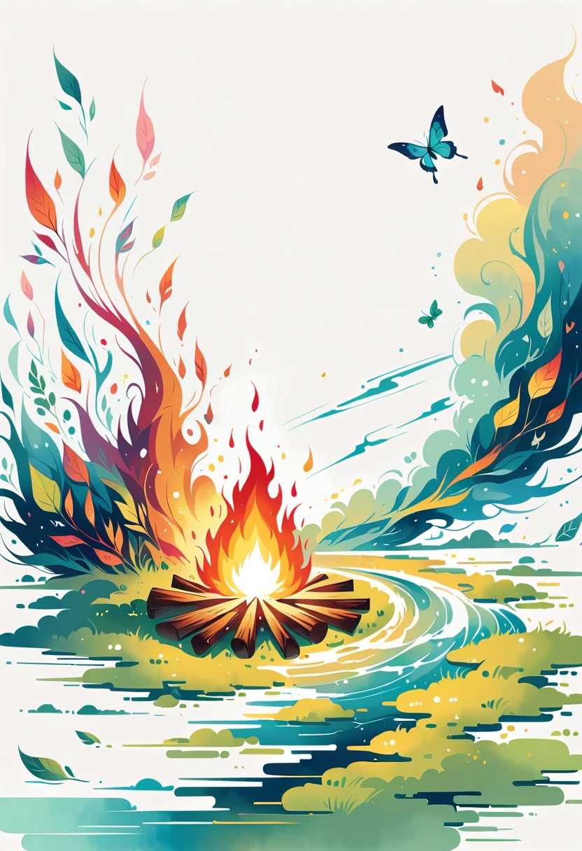 (bonfire:1.5),Simple lines,Minimalism,abstraction,Lots of white space