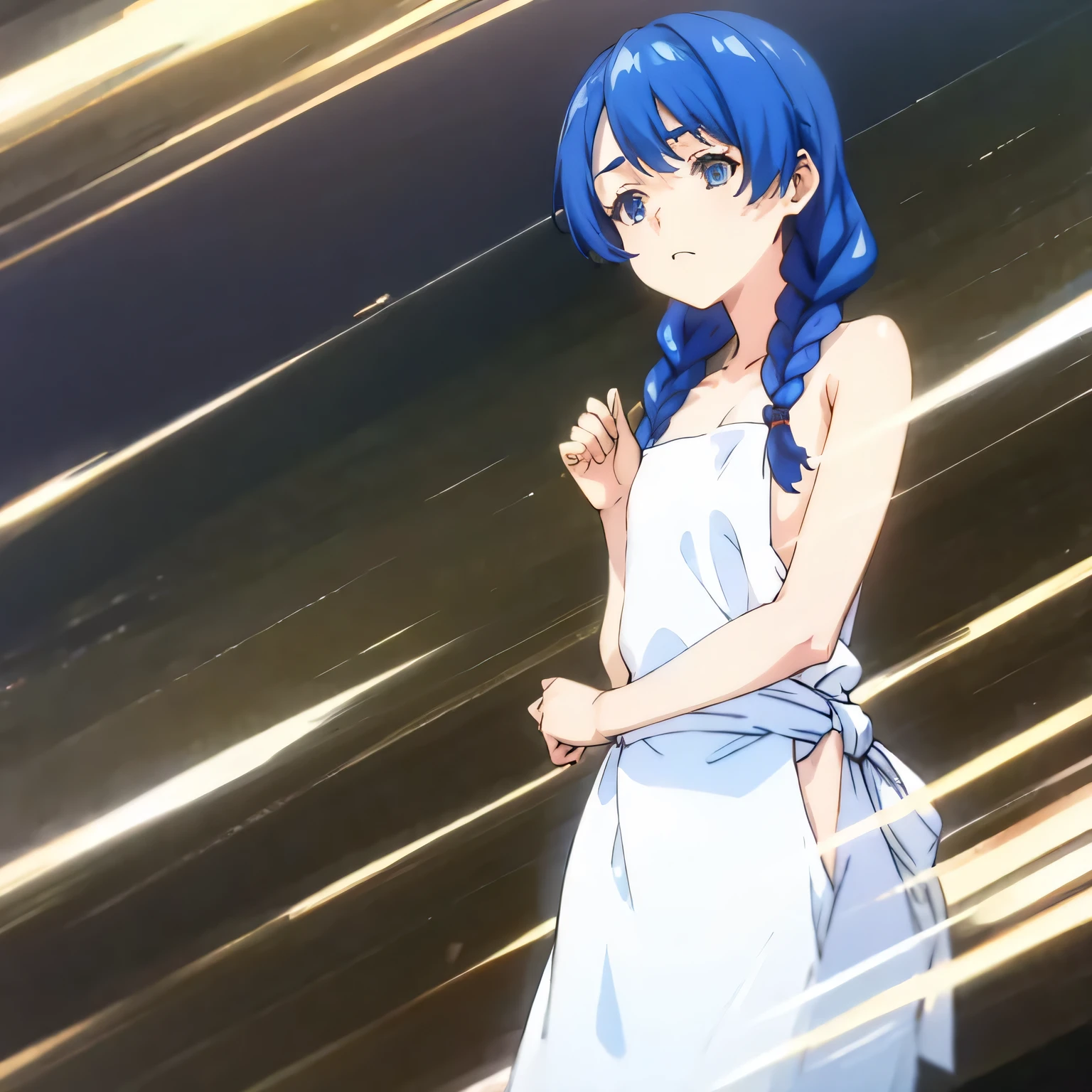 Naked Apron、Braid、Blue Hair